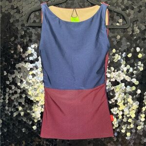 Seea reversible blue and red / khaki swim tank size small